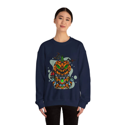 Amazing Robot Pumpkin Unisex Heavy Blend™ Crewneck Sweatshirt | Vkamian Sport