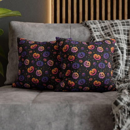 Aesthetic Neon Pumpkin Spun Polyester Square Pillowcase | Vkamian Decor