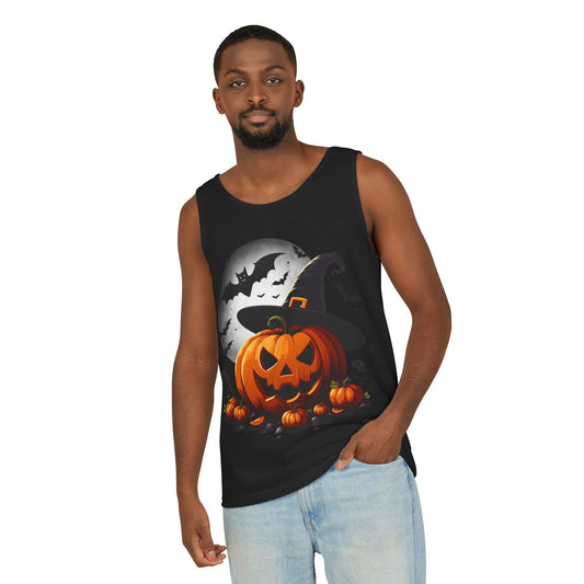 Halloween Witch Pumpkin Unisex Garment-Dyed Tank Top | VKamian Sports