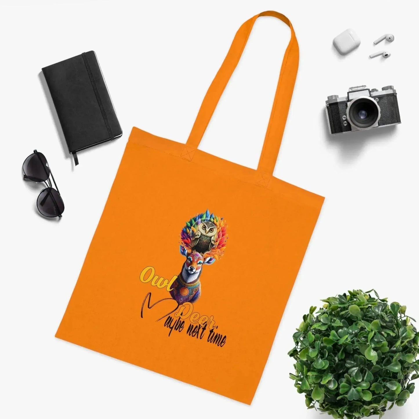 Aesthetic Colorful Owl Deer Cotton Tote - Vkamian