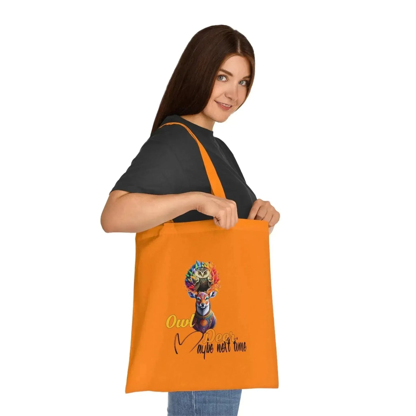 Aesthetic Colorful Owl Deer Cotton Tote - Vkamian