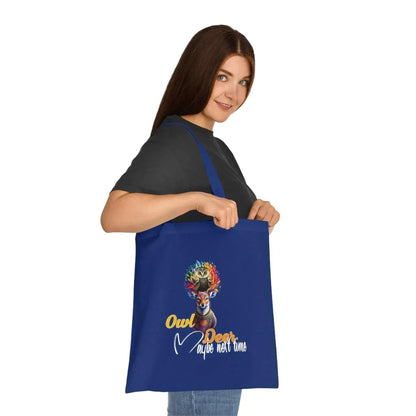 Aesthetic Colorful Owl Deer Cotton Tote - Vkamian