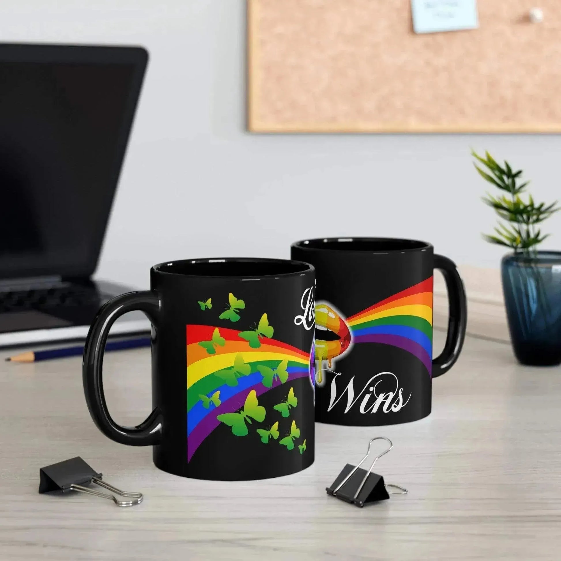 Aesthetic LGBT Love Wins Black Ceramic Mug (11oz, 15oz) - Vkamian