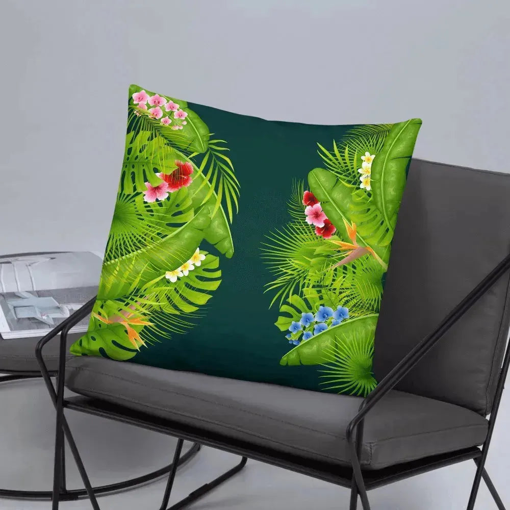 Aesthetic Tropical Flowers Polyester Square Pillow - Vkamian