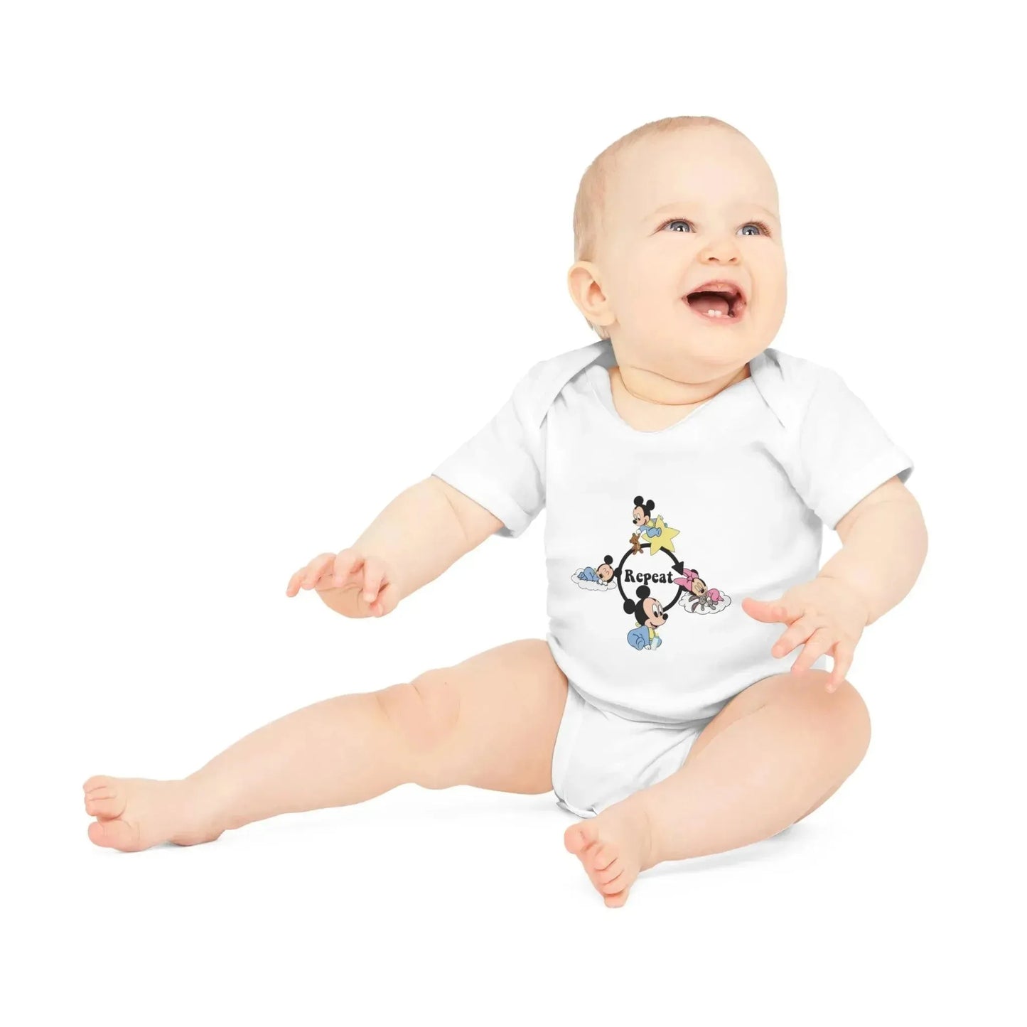 Baby Mickey Mouse Baby Organic Short Sleeve Bodysuit - Vkamian