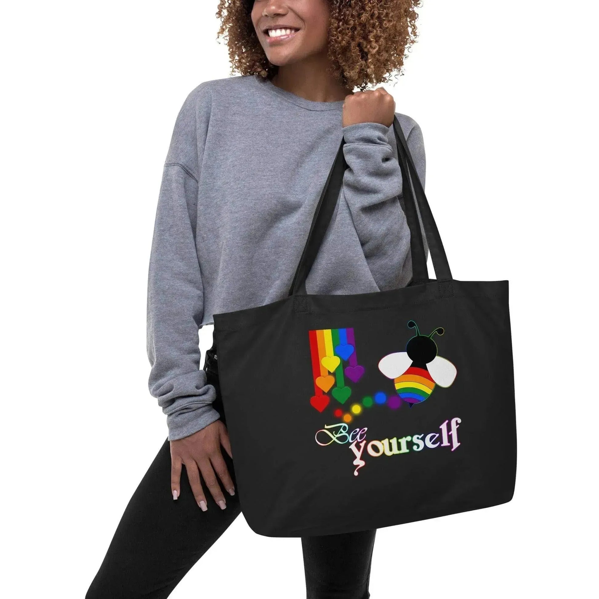 Bee Yourself Be Pridge LGBT Large organic tote bag - Vkamian