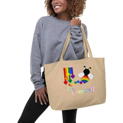 Bee Yourself Be Pridge LGBT Large organic tote bag - Vkamian