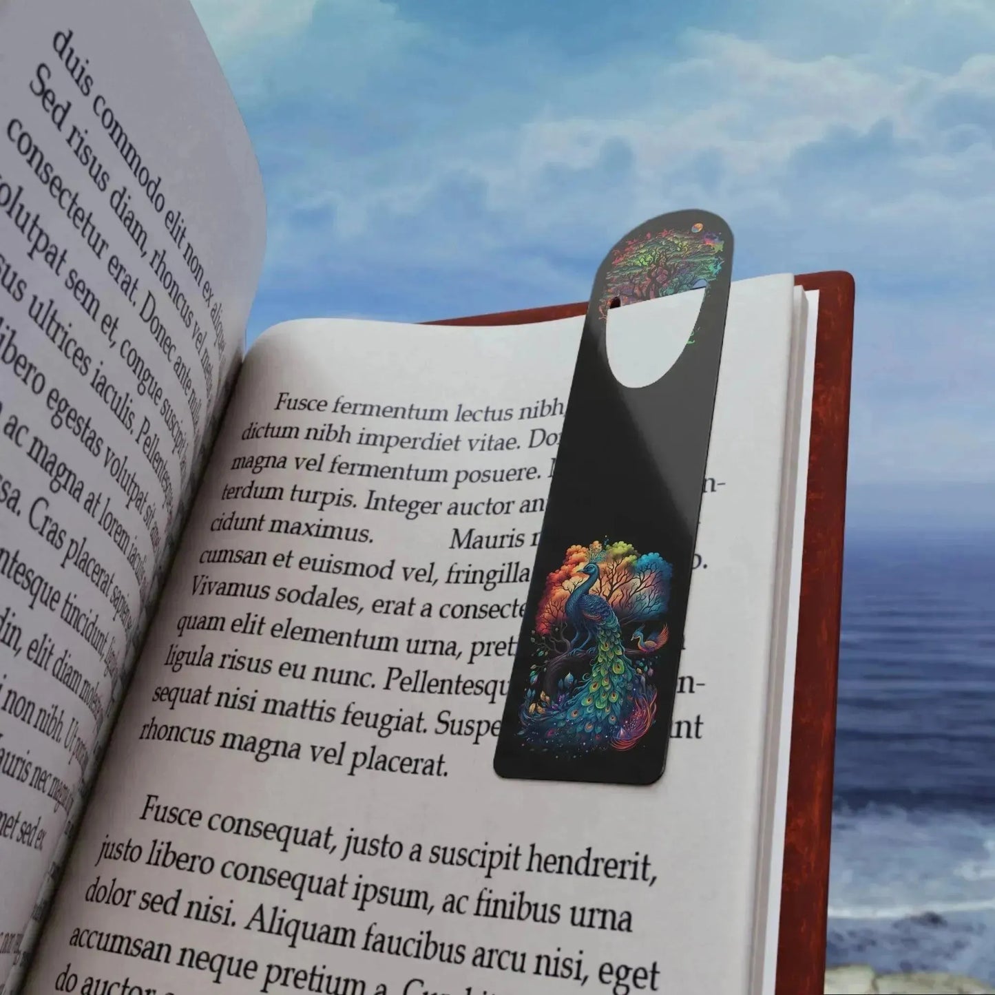 Black Mystery Floral Peacock And Tree Life Bookmark - Vkamian