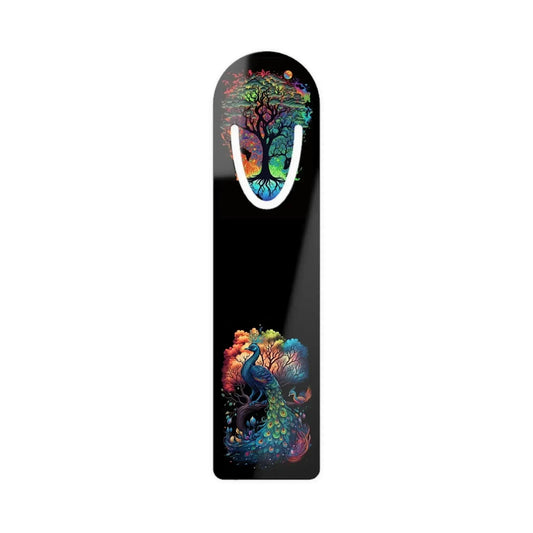 Black Mystery Floral Peacock And Tree Life Bookmark - Vkamian