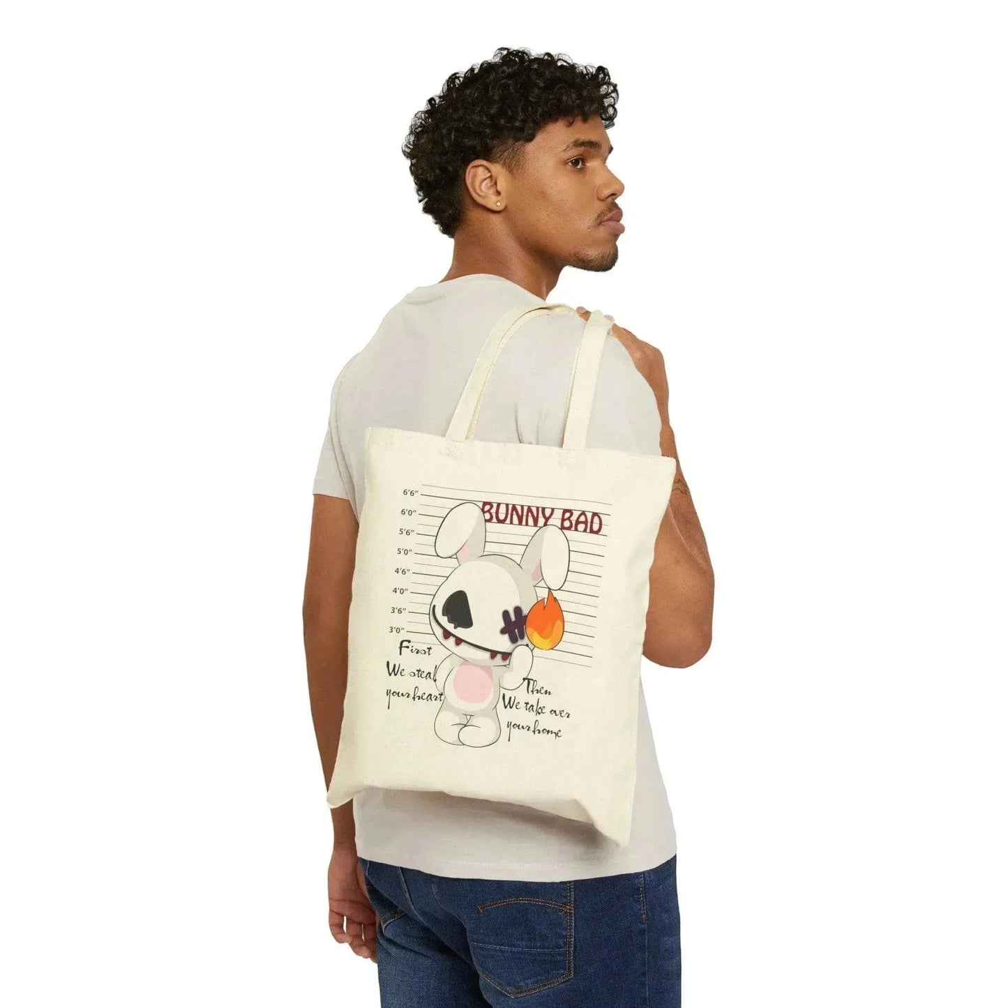 Cheaky Bunny Bad Cotton Canvas Tote Bag - Vkamian