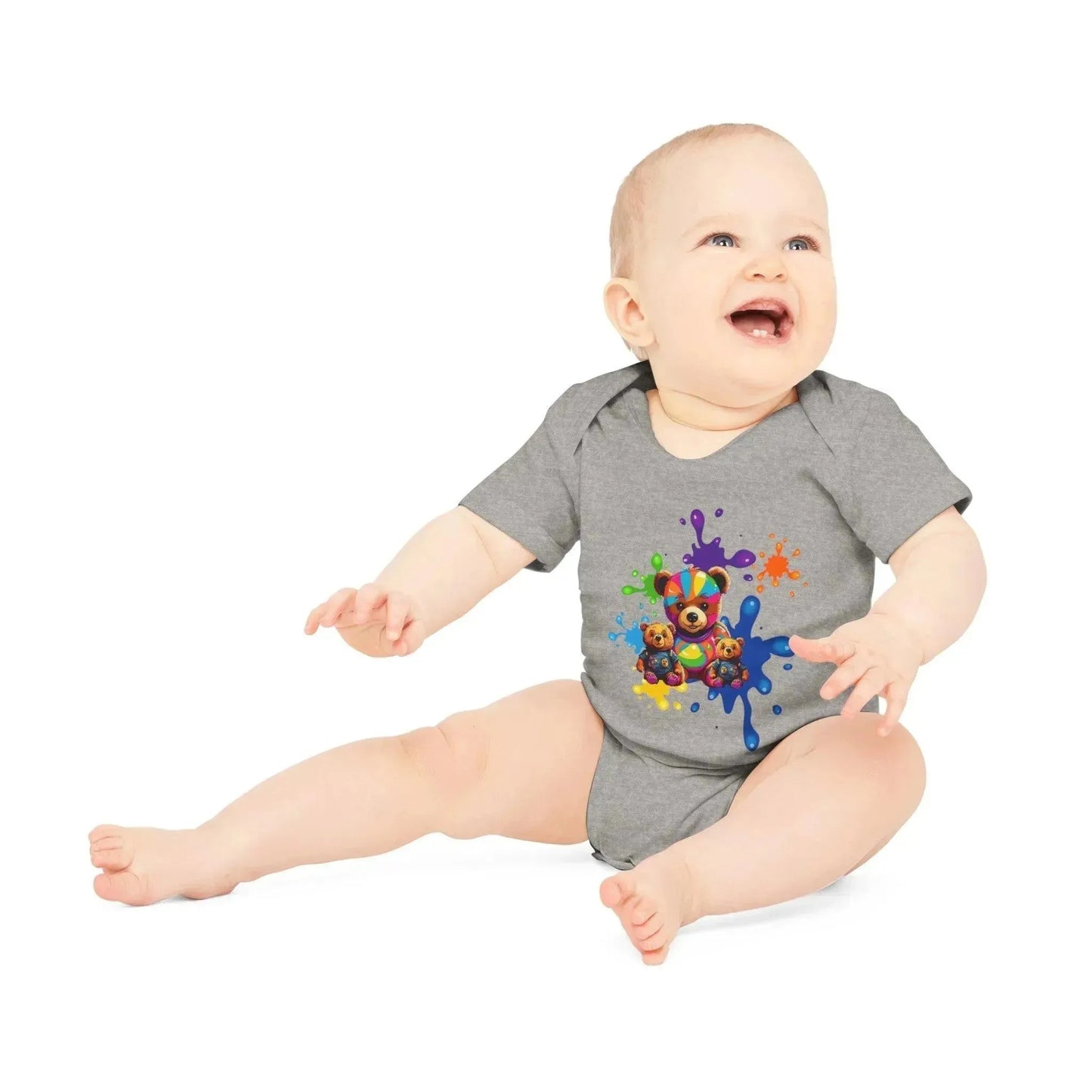 Colorful Abstract Baby Bear Print Baby Onesie - Vkamian