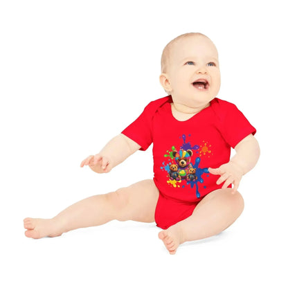 Colorful Abstract Baby Bear Print Baby Onesie - Vkamian