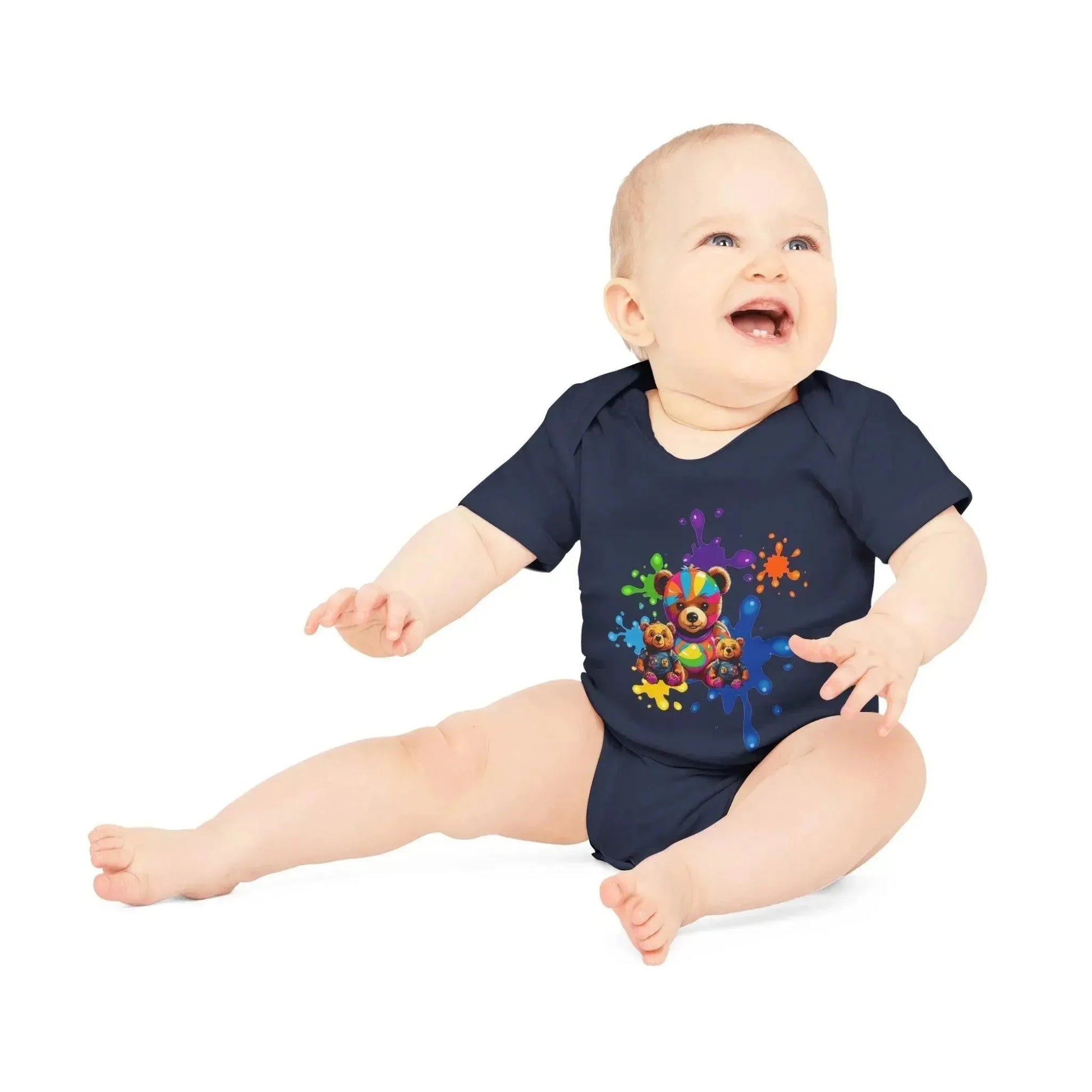 Colorful Abstract Baby Bear Print Baby Onesie - Vkamian