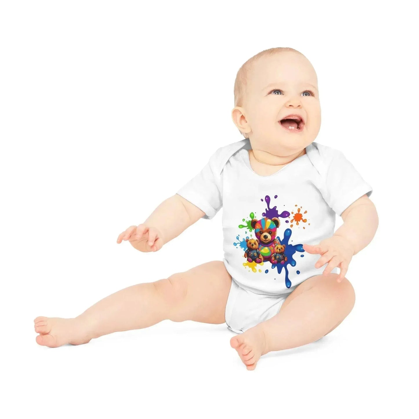 Colorful Abstract Baby Bear Print Baby Onesie - Vkamian