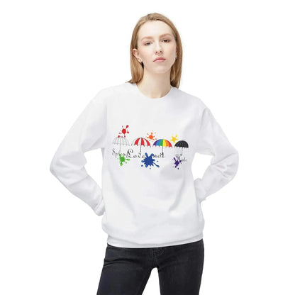 Colorful Painting Umbrella Unisex Midweight Softstyle Fleece Crewneck Sweatshirt - Vkamian