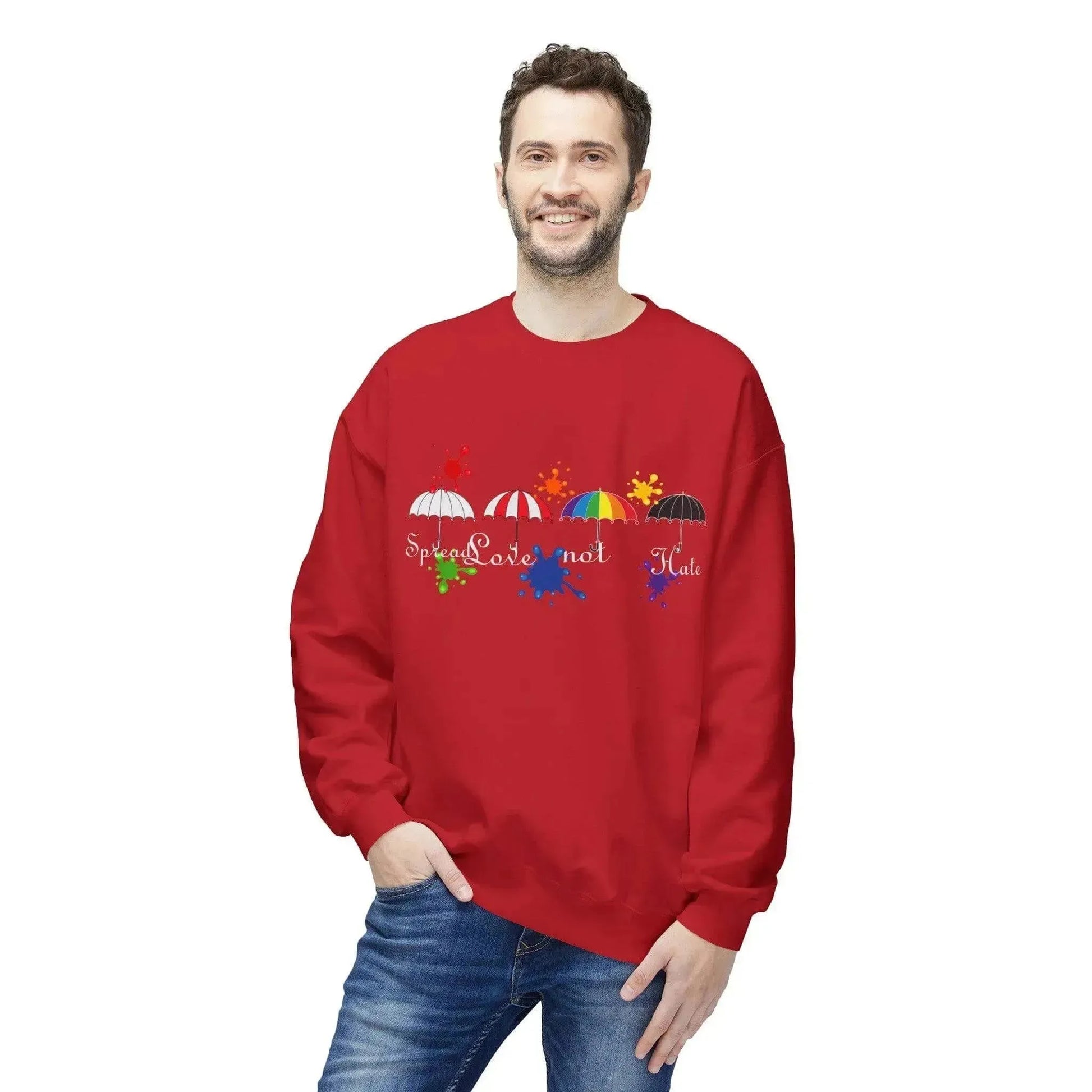 Colorful Painting Umbrella Unisex Midweight Softstyle Fleece Crewneck Sweatshirt - Vkamian