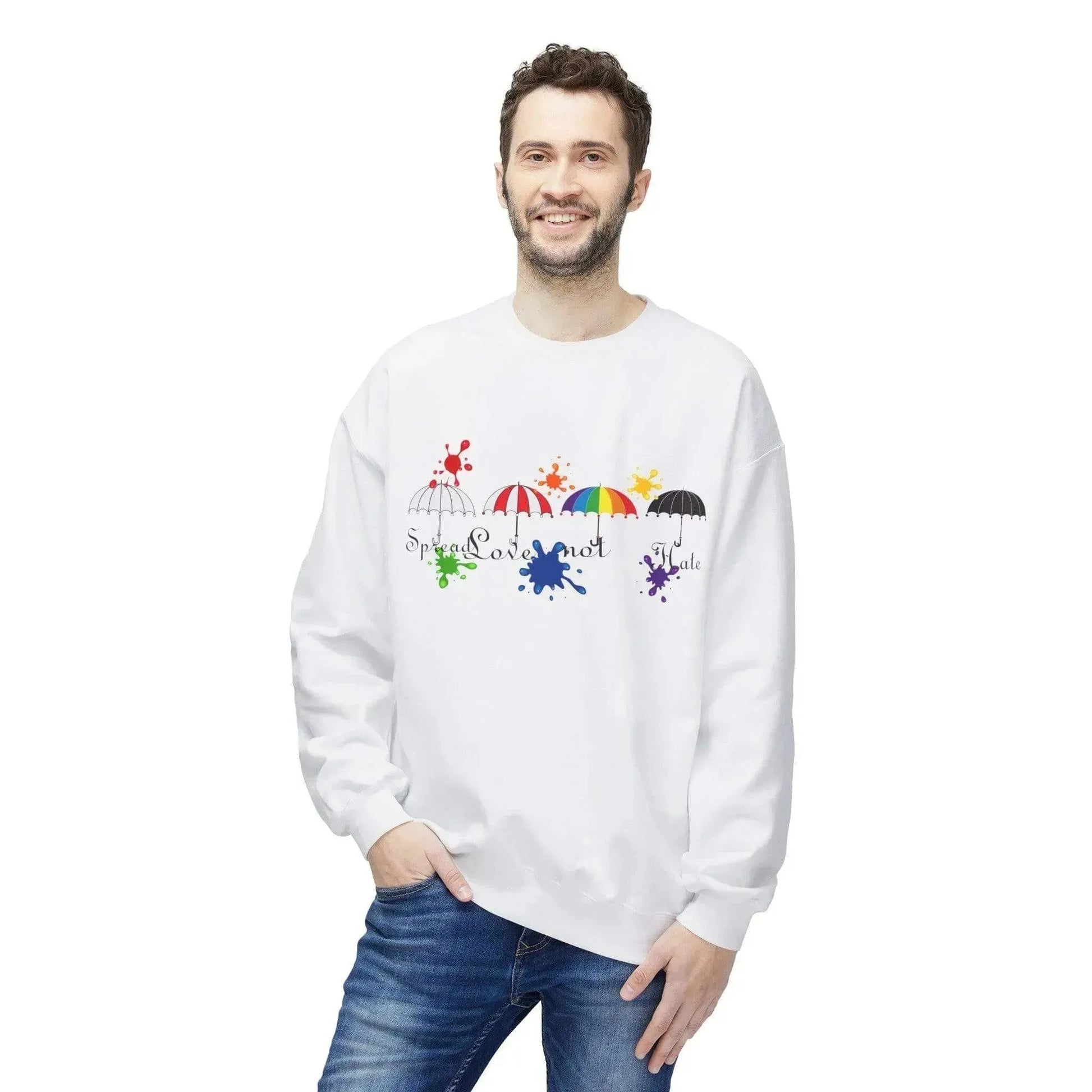 Colorful Painting Umbrella Unisex Midweight Softstyle Fleece Crewneck Sweatshirt - Vkamian