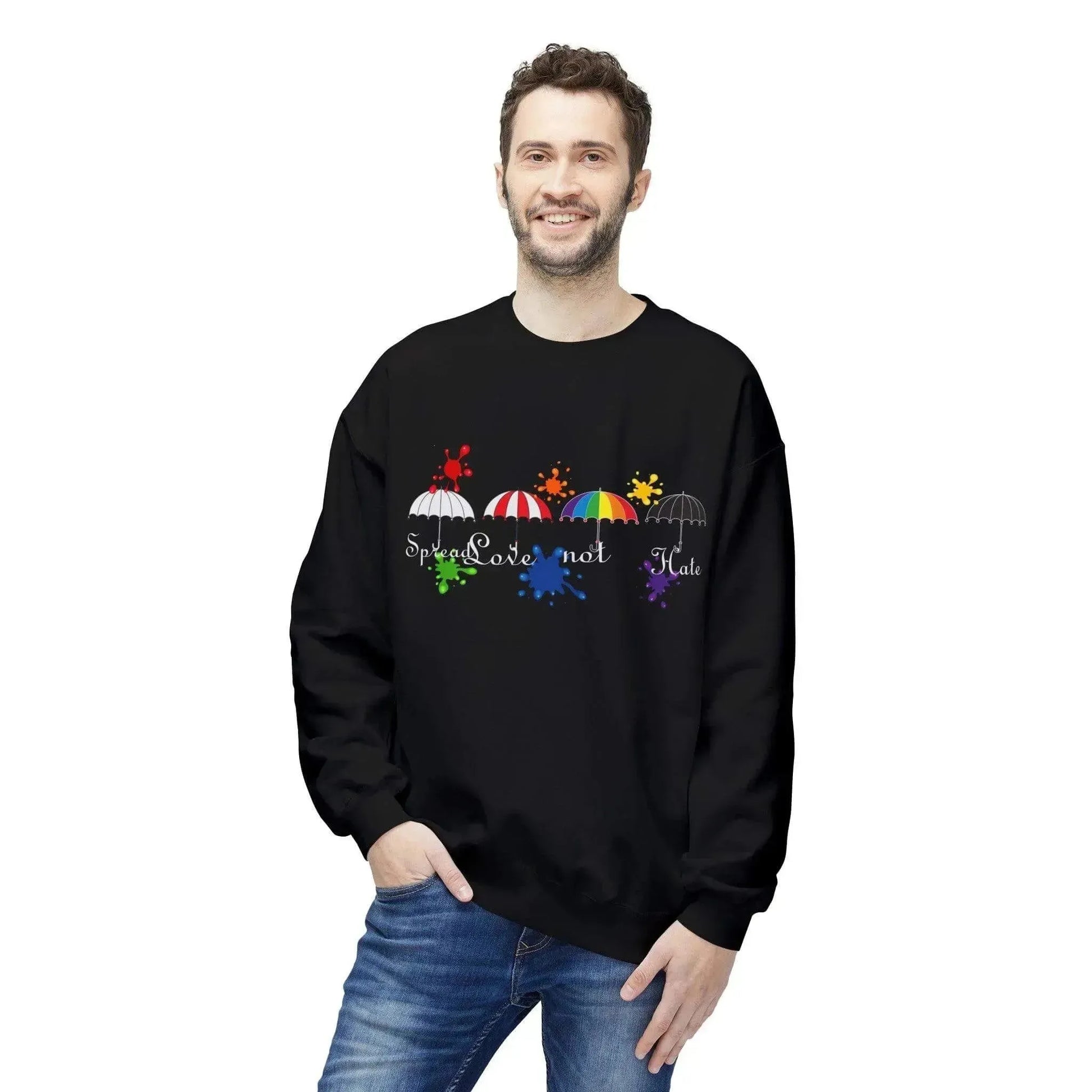 Colorful Painting Umbrella Unisex Midweight Softstyle Fleece Crewneck Sweatshirt - Vkamian