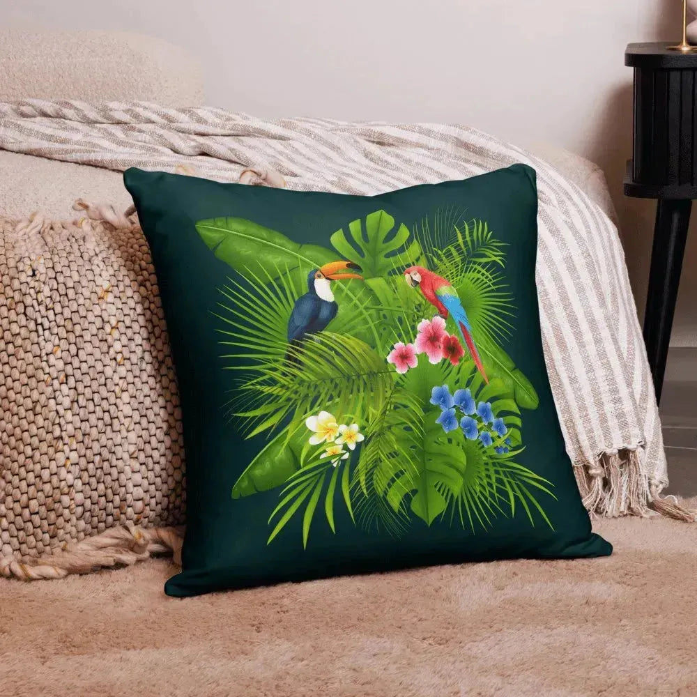 Colorful Tropical Birds Polyester Square Pillowcase - Vkamian