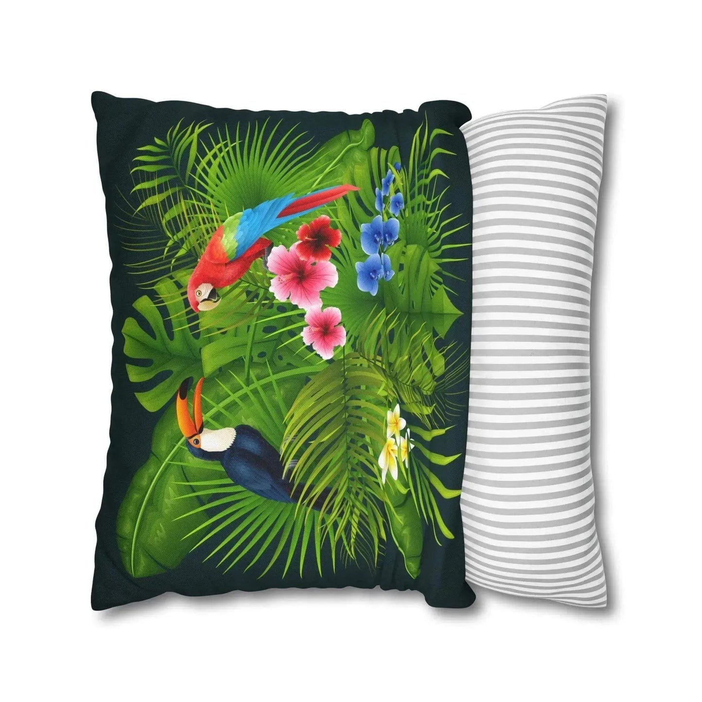 Colorful Tropical Birds Polyester Square Pillowcase - Vkamian