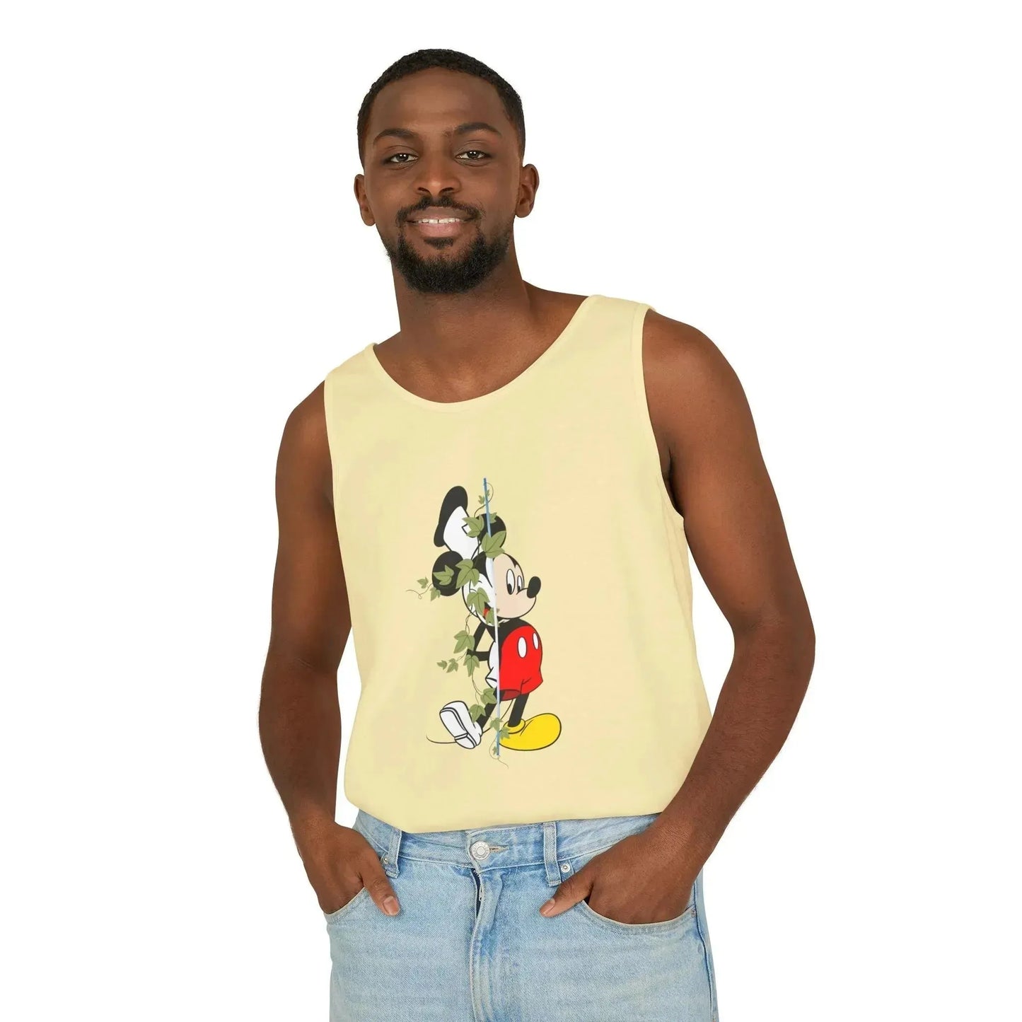 Cool Half Face Mickey Mouse Unisex Garment-Dyed Tank Top - Vkamian