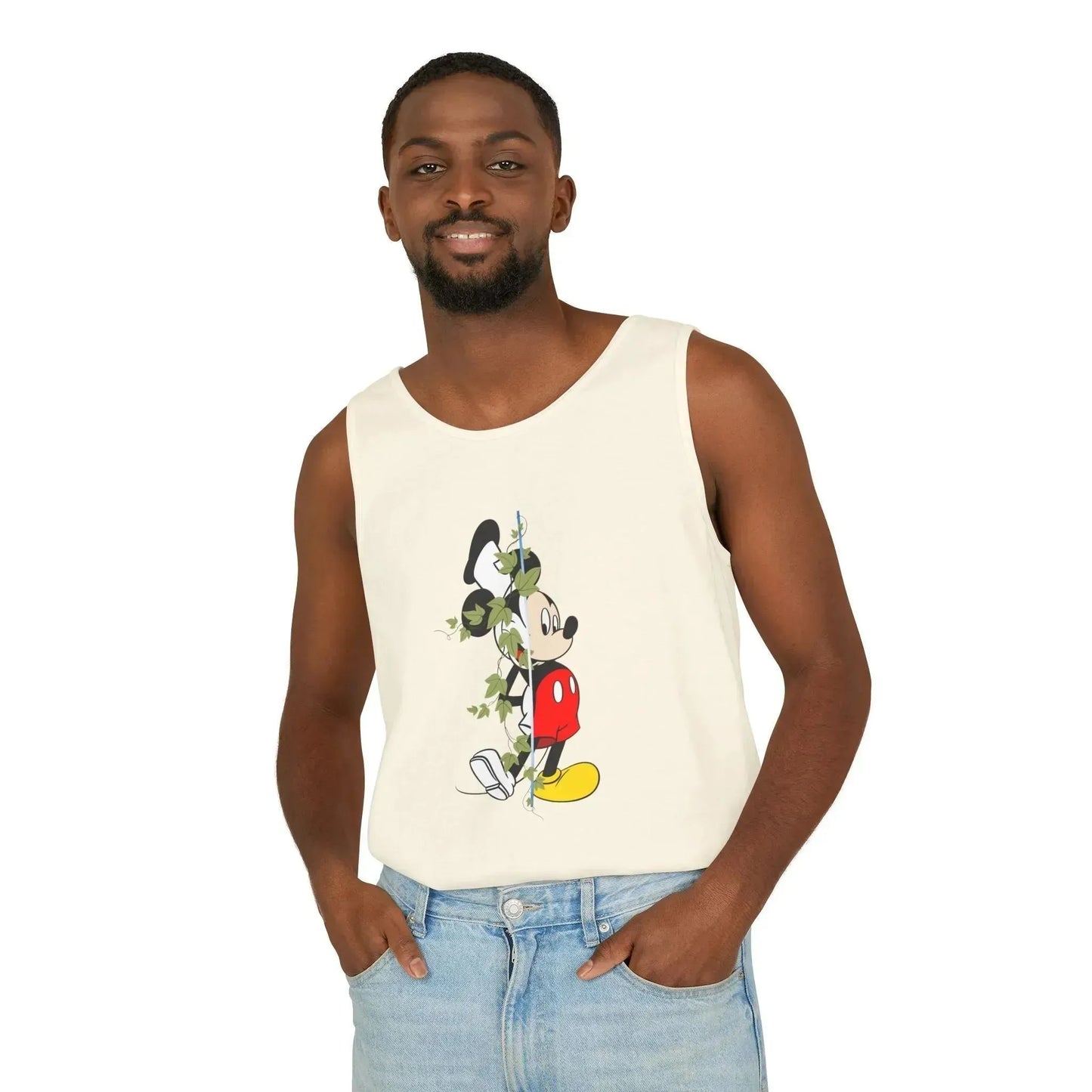 Cool Half Face Mickey Mouse Unisex Garment-Dyed Tank Top - Vkamian