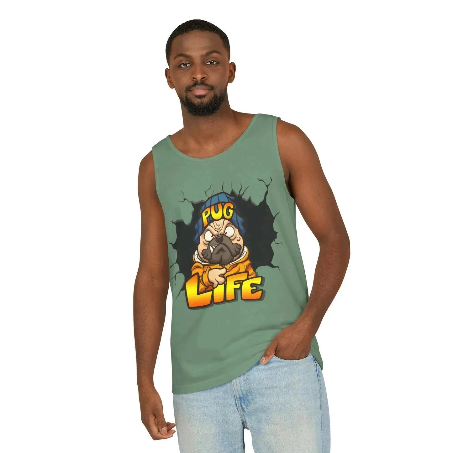 Cool Pug Life Unisex Garment-Dyed Tank Top - Vkamian