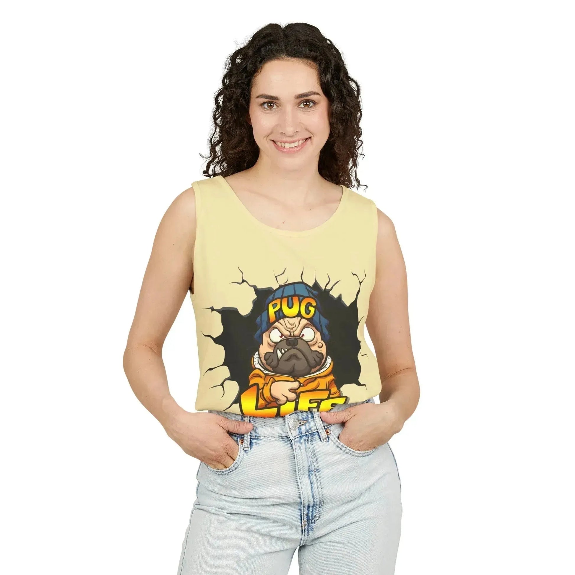 Cool Pug Life Unisex Garment-Dyed Tank Top - Vkamian