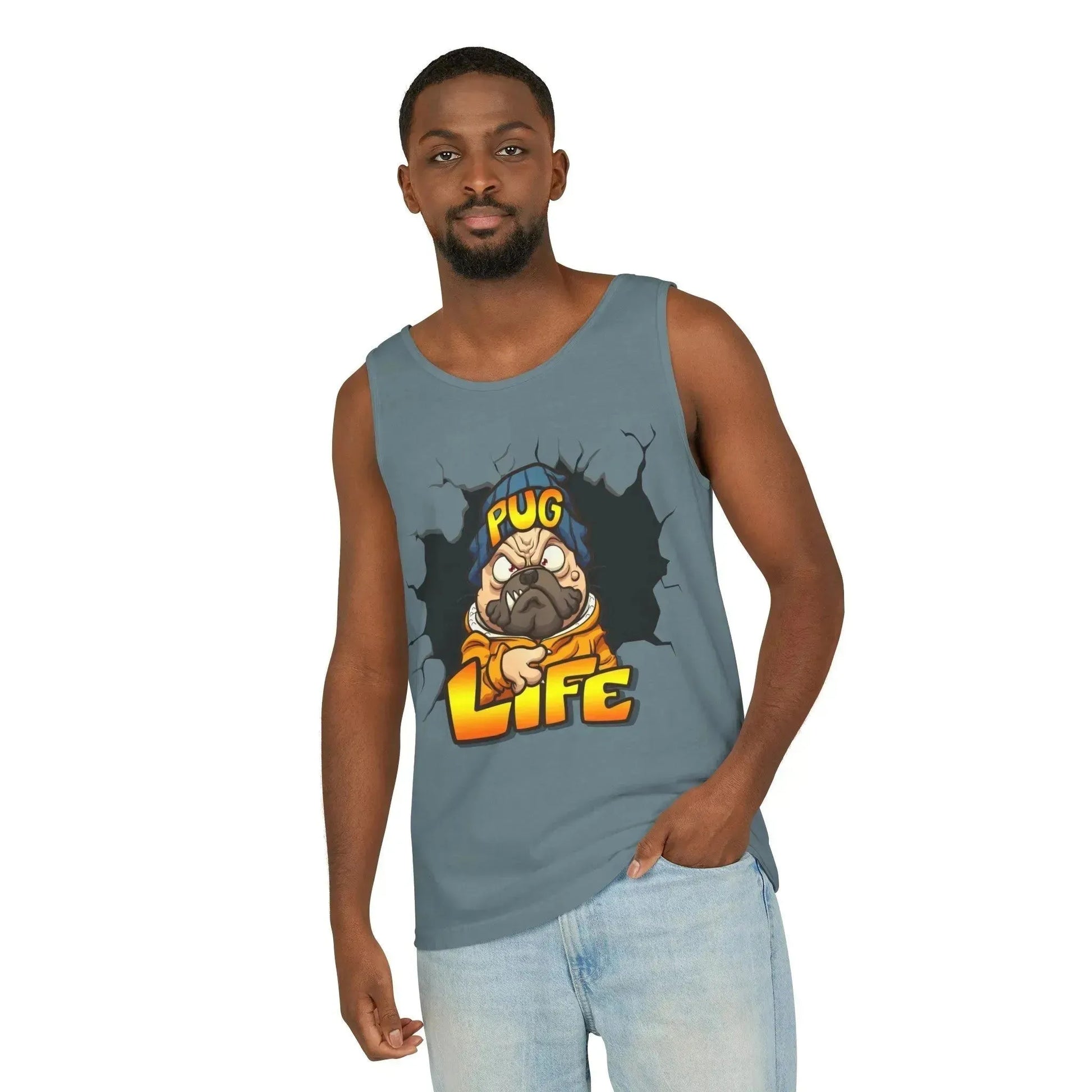 Cool Pug Life Unisex Garment-Dyed Tank Top - Vkamian