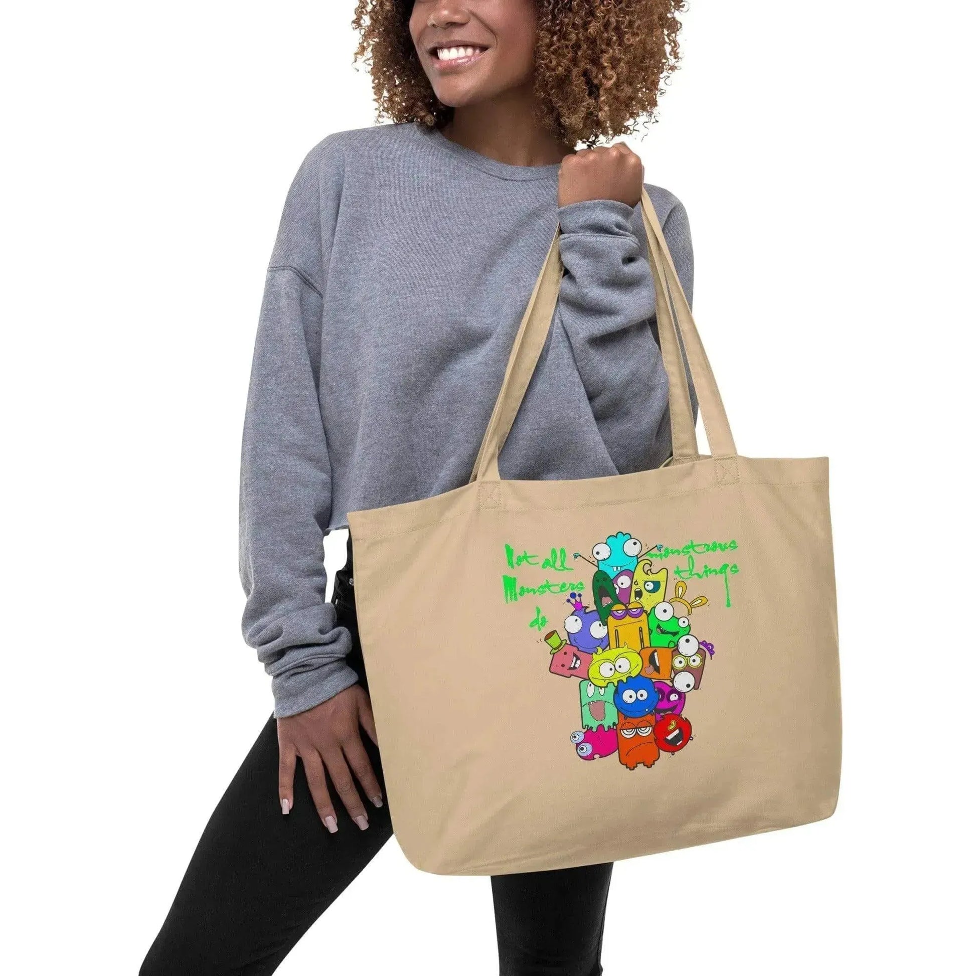 Cute Monsters Large organic tote bag - Vkamian