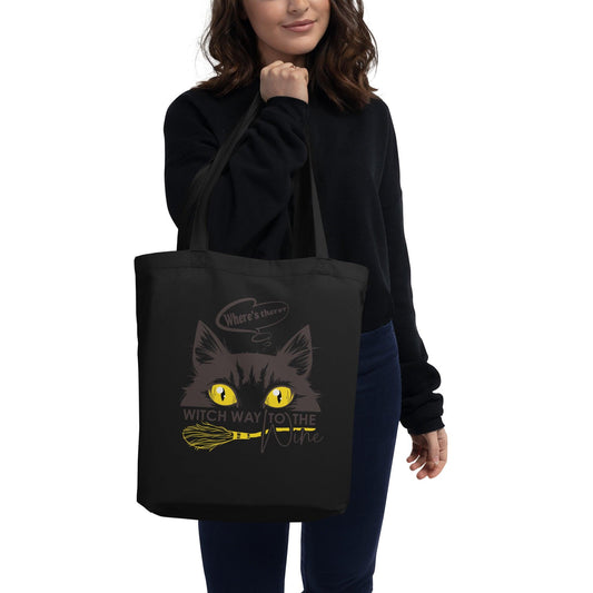 Sneaking Cat Witch Way To Wine Eco Tote Bag | Grocery Bag