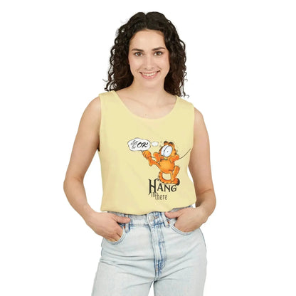 Funny Garfield Hang in Unisex Garment-Dyed Tank Top - Vkamian