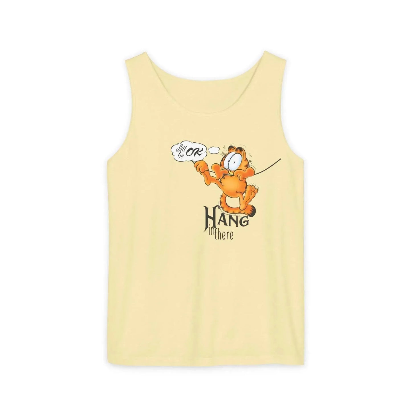 Funny Garfield Hang in Unisex Garment-Dyed Tank Top - Vkamian