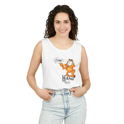 Funny Garfield Hang in Unisex Garment-Dyed Tank Top - Vkamian