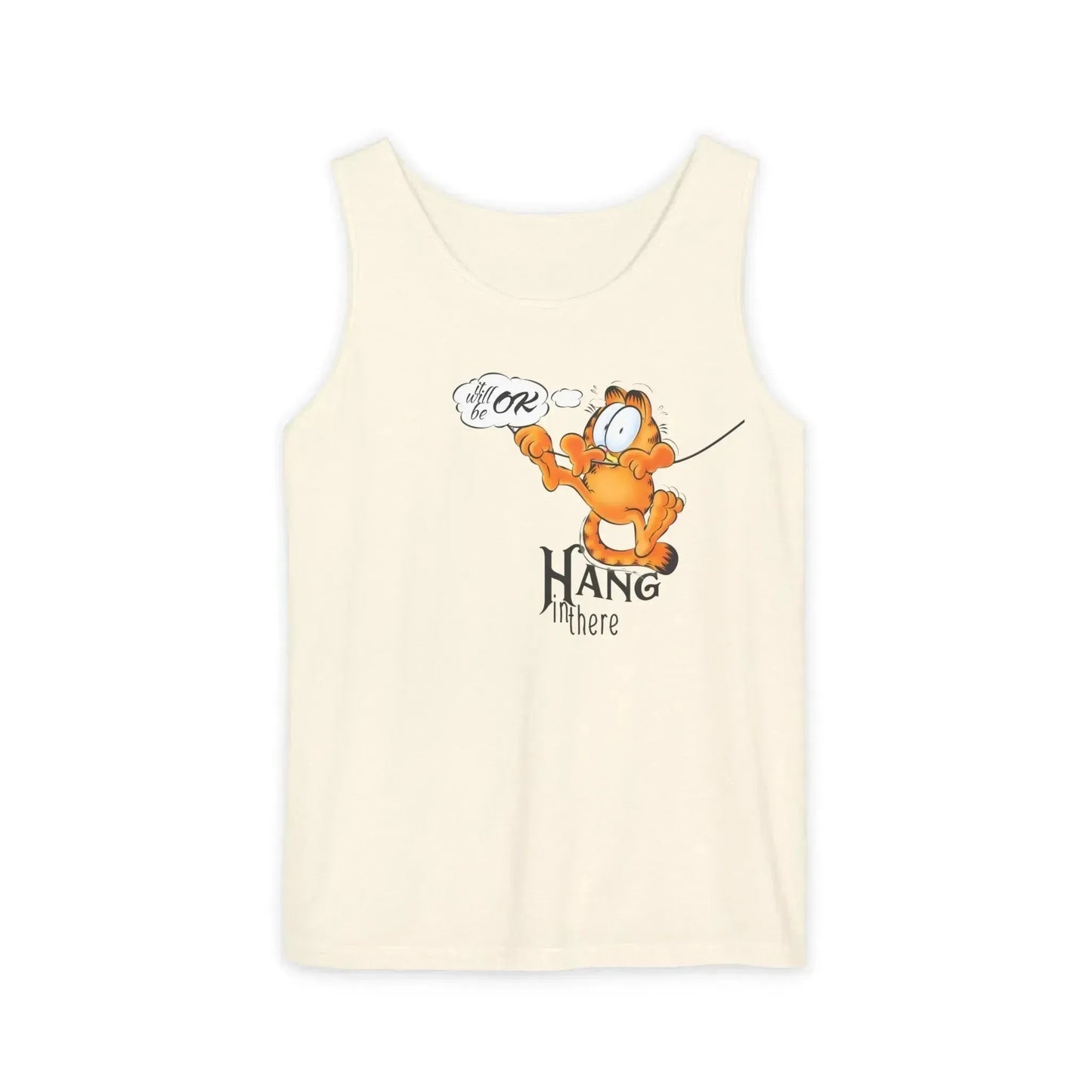 Funny Garfield Hang in Unisex Garment-Dyed Tank Top - Vkamian