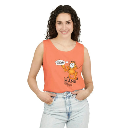 Funny Garfield Hang in Unisex Garment-Dyed Tank Top - Vkamian