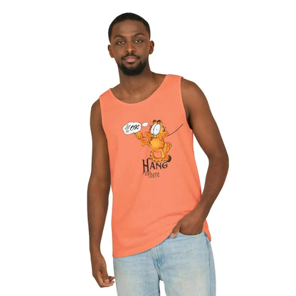 Funny Garfield Hang in Unisex Garment-Dyed Tank Top - Vkamian