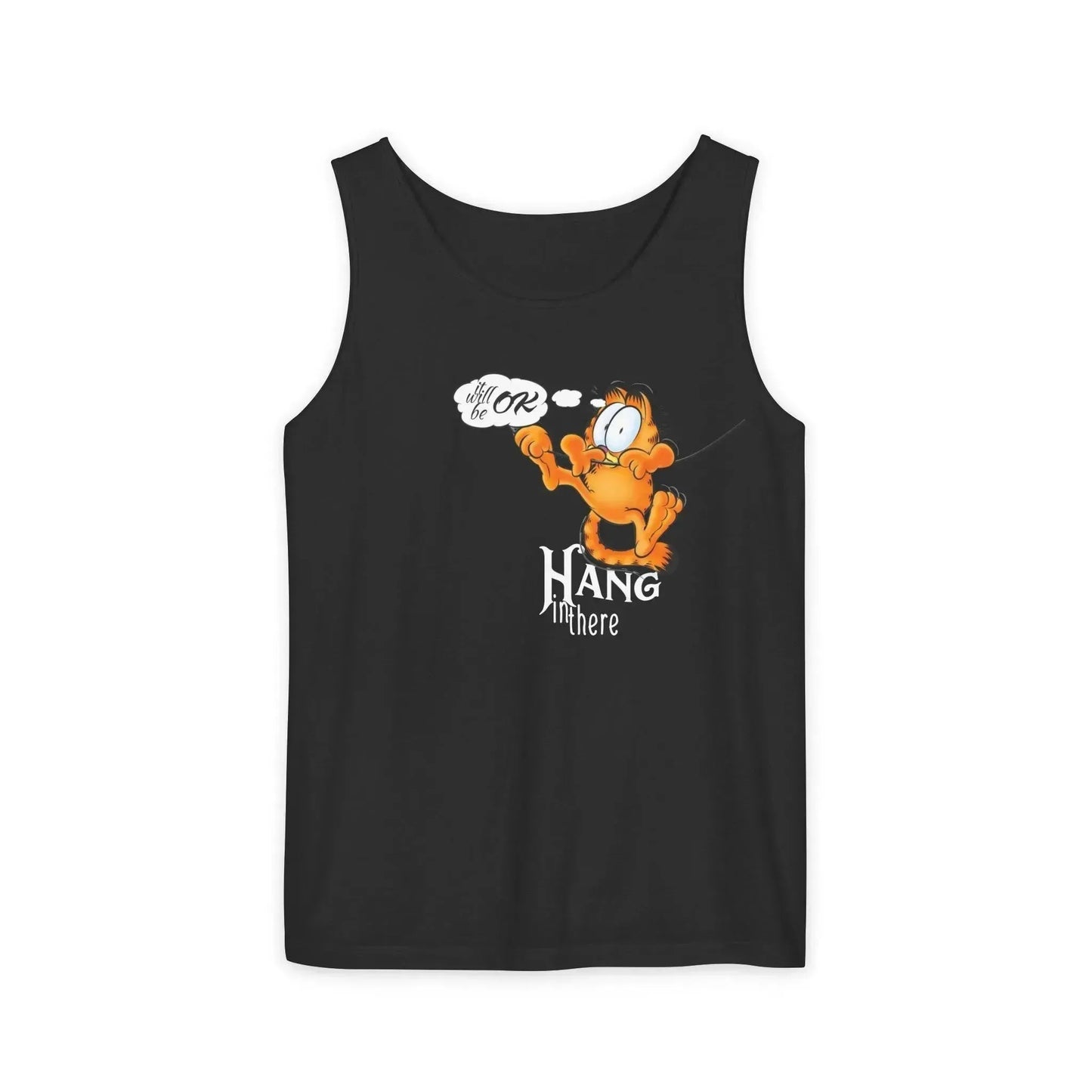 Funny Garfield Hang in Unisex Garment-Dyed Tank Top - Vkamian