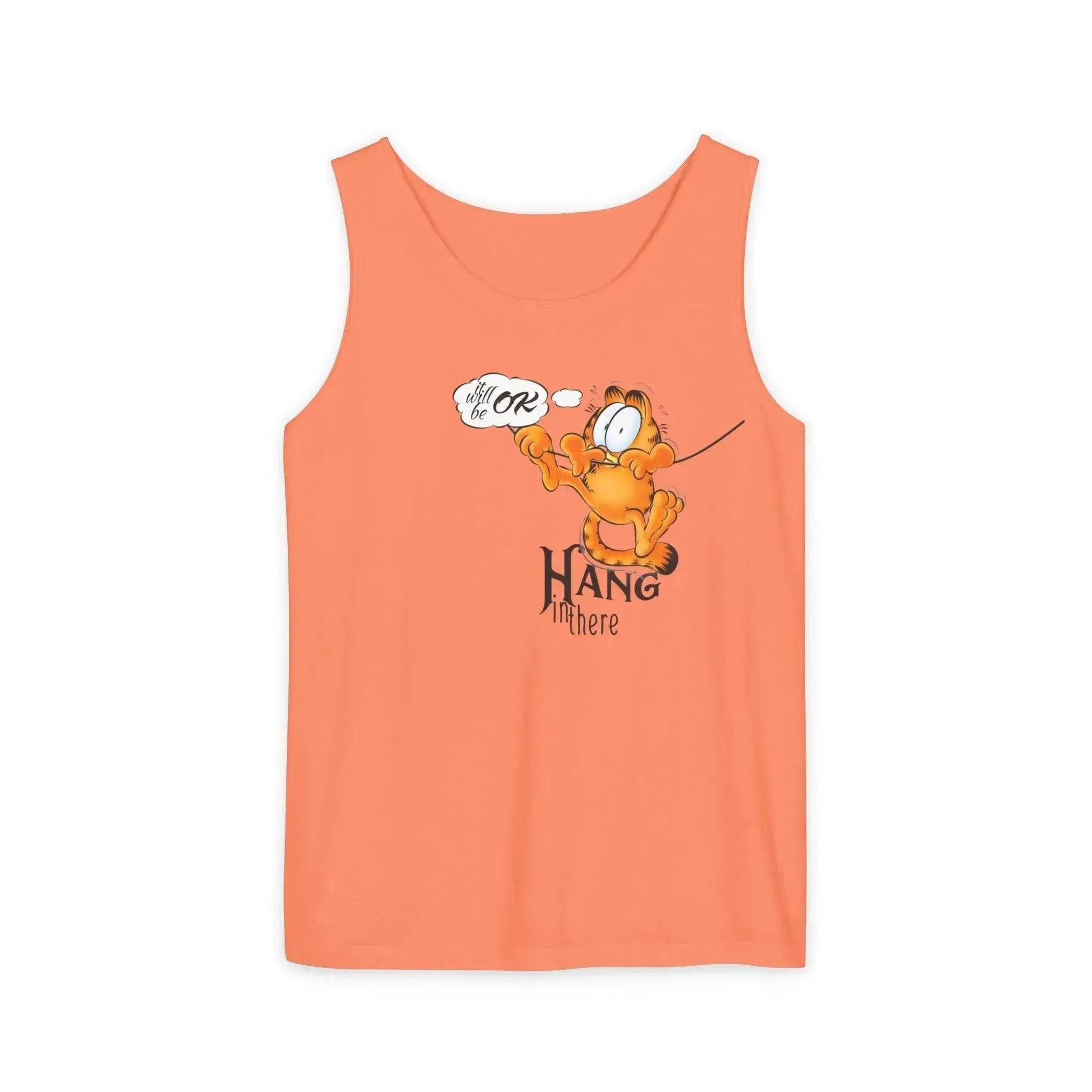 Funny Garfield Hang in Unisex Garment-Dyed Tank Top - Vkamian