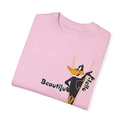 Hello Beautiful Funny Duck Unisex Garment-Dyed T-shirt - Vkamian