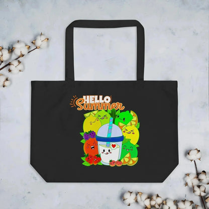 Hello Fruit Summer Large organic tote bag - Vkamian