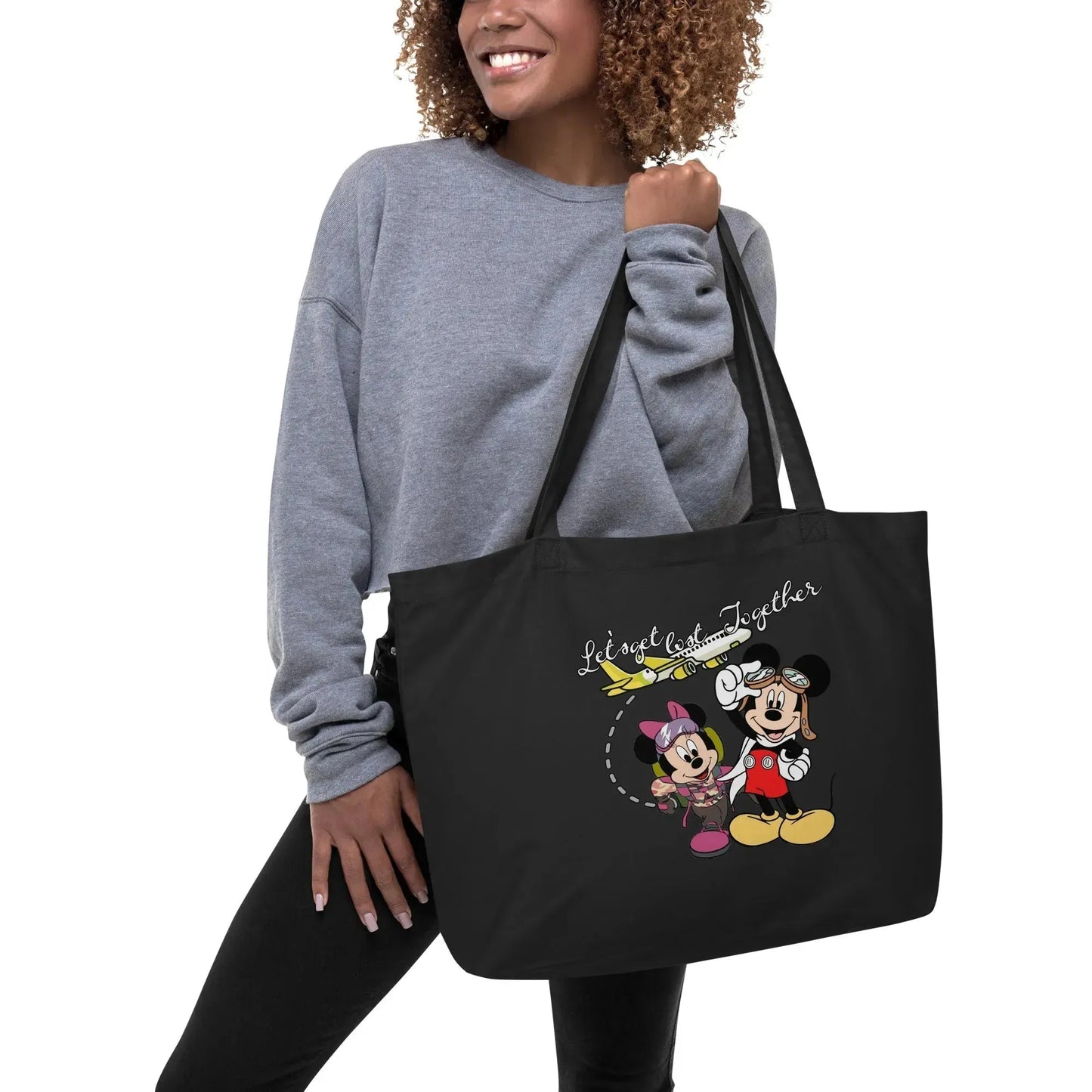 Mickey Minnie Travel Together Large Organic Tote Bag - Vkamian