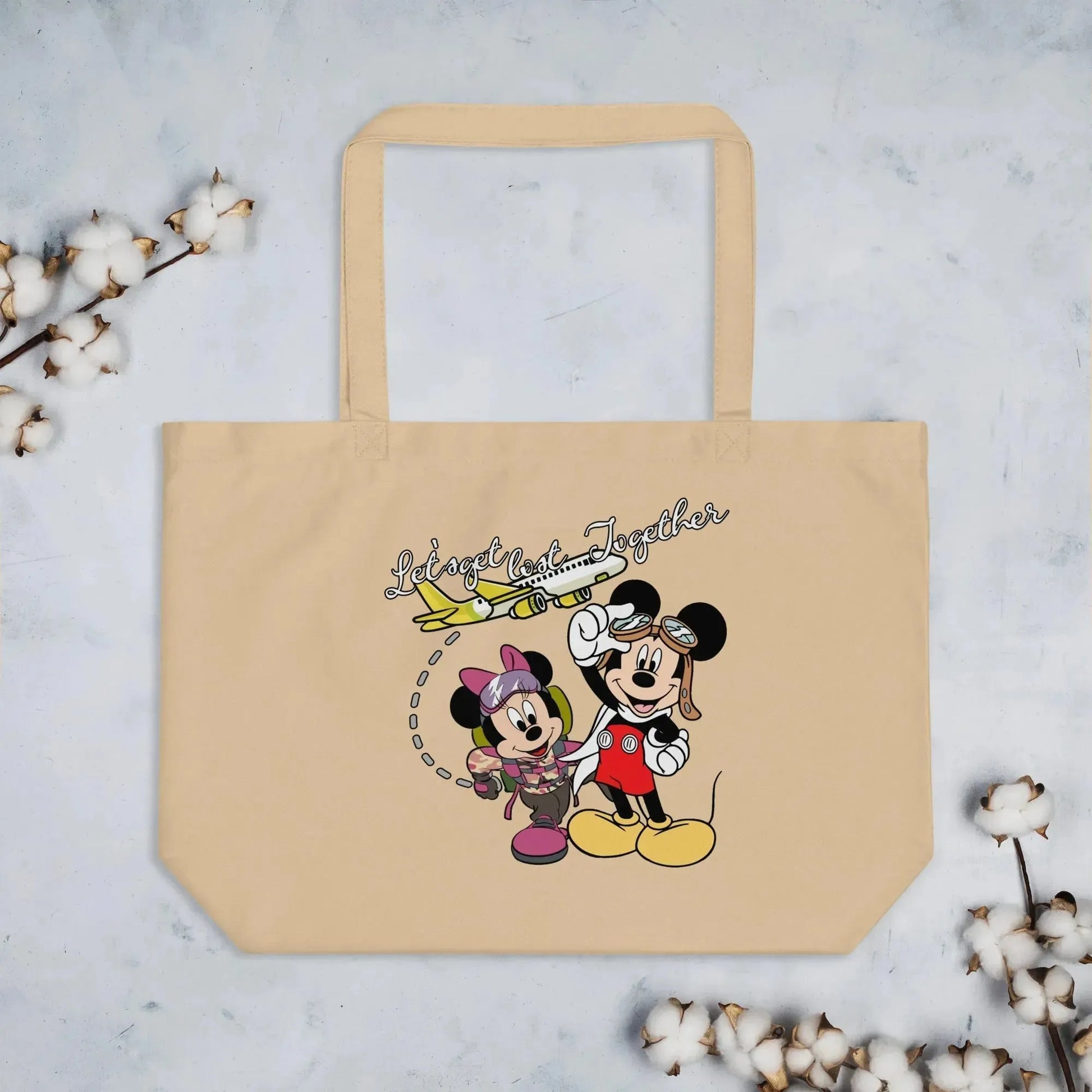 Mickey Minnie Travel Together Large Organic Tote Bag - Vkamian