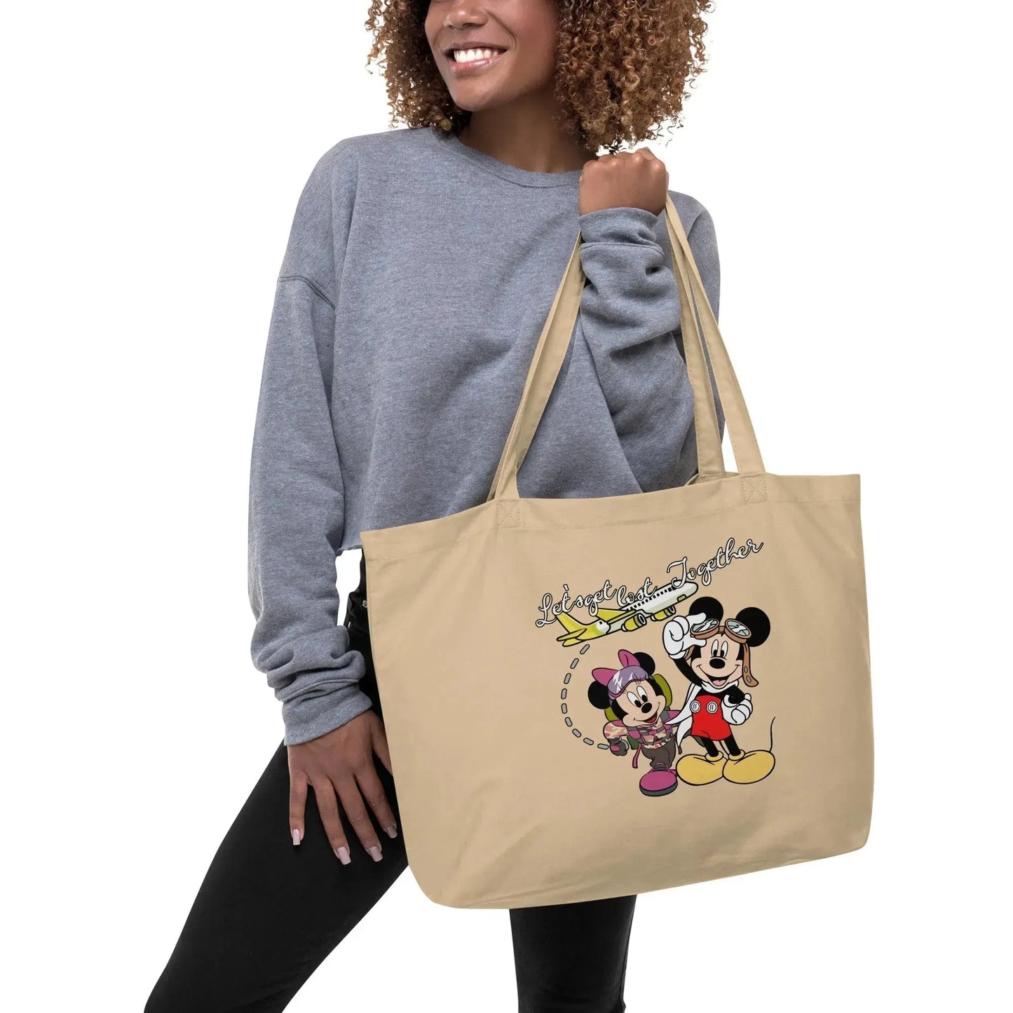 Mickey Minnie Travel Together Large Organic Tote Bag - Vkamian