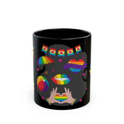 LGBTQ+ Love IS Love Ceramic Black Mug (11oz, 15oz) - Vkamian