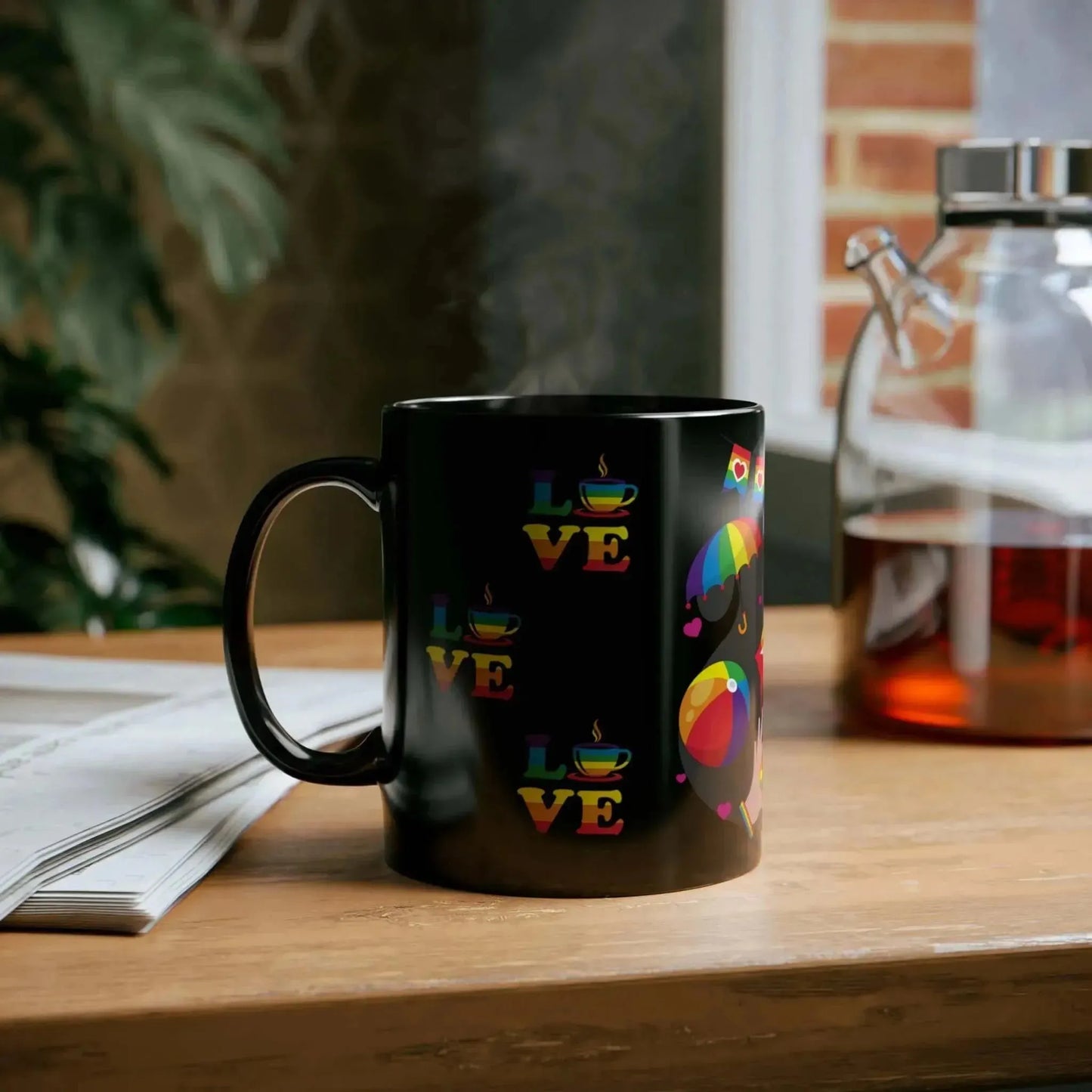 LGBTQ+ Love IS Love Ceramic Black Mug (11oz, 15oz) - Vkamian