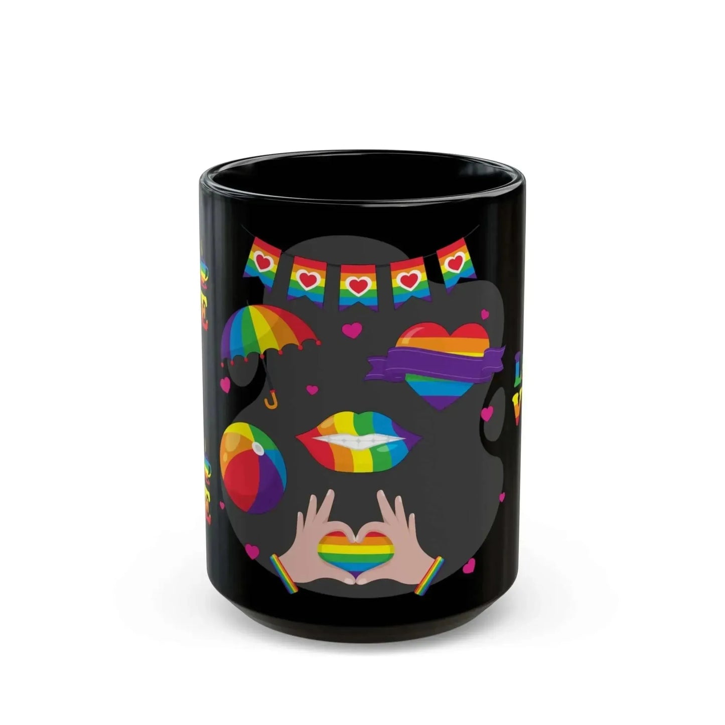 LGBTQ+ Love IS Love Ceramic Black Mug (11oz, 15oz) - Vkamian