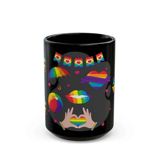 LGBTQ+ Love IS Love Ceramic Black Mug (11oz, 15oz) - Vkamian