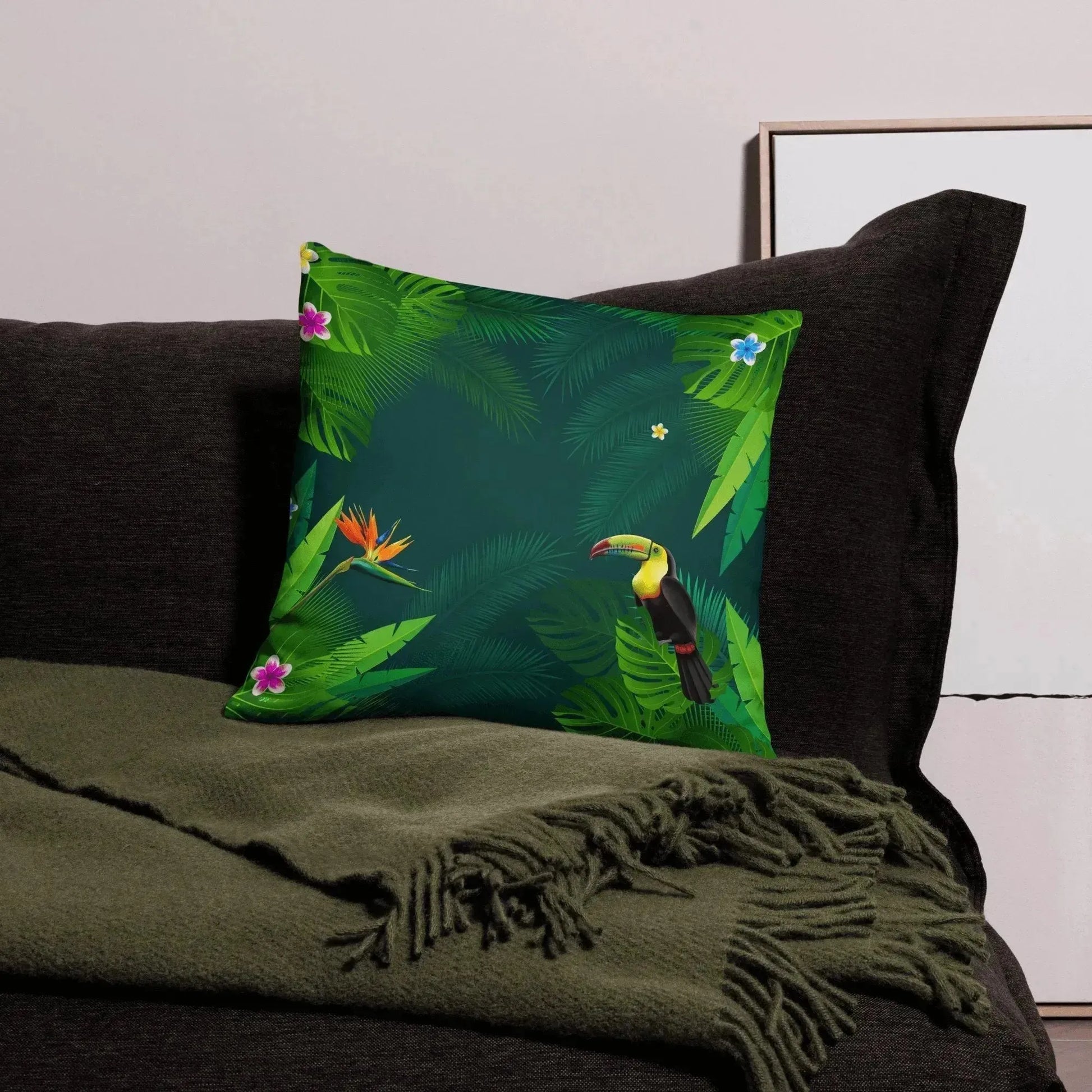 Luxury Tropical Bird Spun Polyester Square Pillow - Vkamian