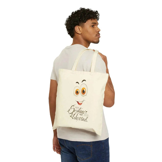 Minimalistic Smiling Face Tote Bag - Vkamian